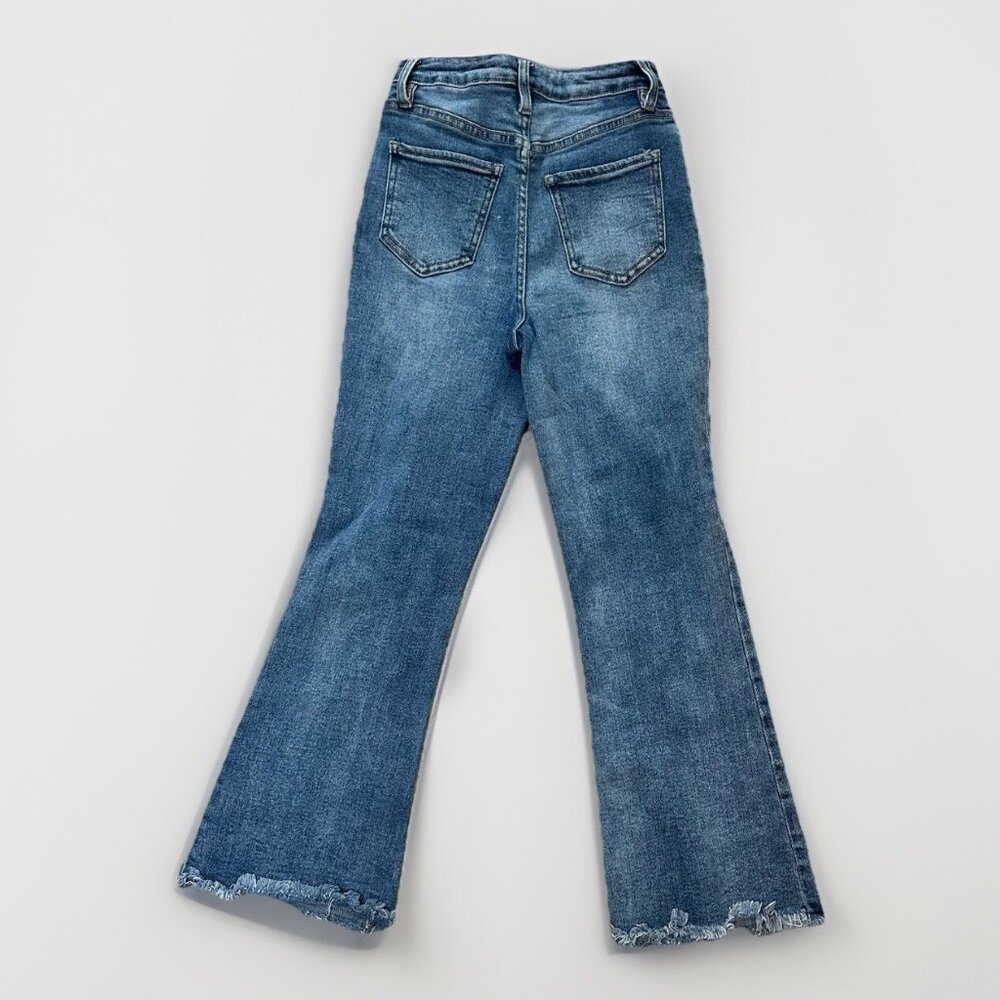 YMI Jeans Women’s Size 3/26 Flare Raw Hem Distressed Ankle Cropped Light Wash - Picture 2 of 8